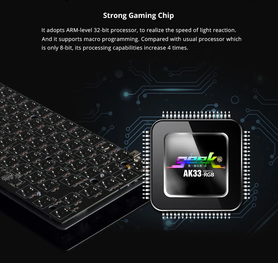 Ajazz AK33 gaming keyboard 82 keys RussianEnglish RGB backlight ergonomic wiredwireless mechanical keyboard conflict-free  (15)