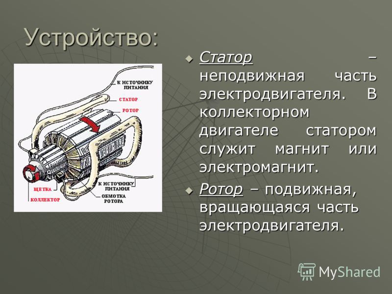 Принцип действия коллекторного двигателя