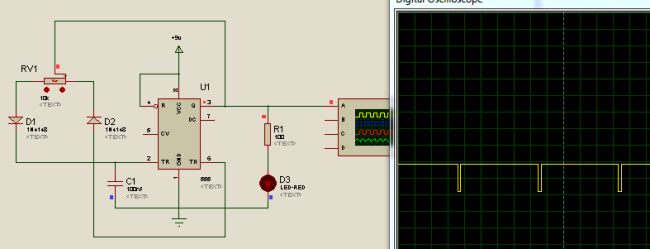 generating PWM using 555 Timer IC simulation
