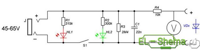 Электрическая схема приставки для проверки стабилитронов