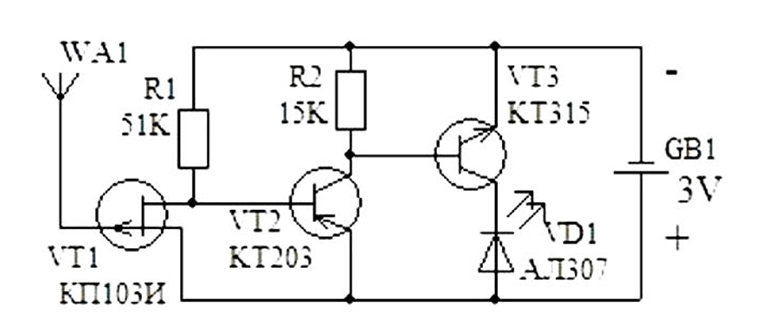Схема искателяф обрыва провода