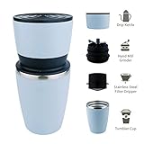 Kohi - All in One, Ultra Portable Manual Coffee Grinder and Portable Coffee Brewer with Vacuum Sealed Tumbler Cup (Black)