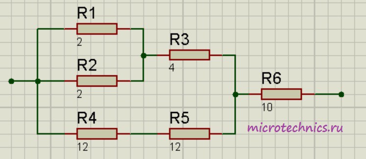 Смешанное соединение резисторов.
