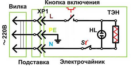 Схема электрочайника