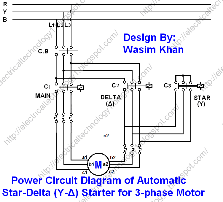 Star Delta starter Power Diagram