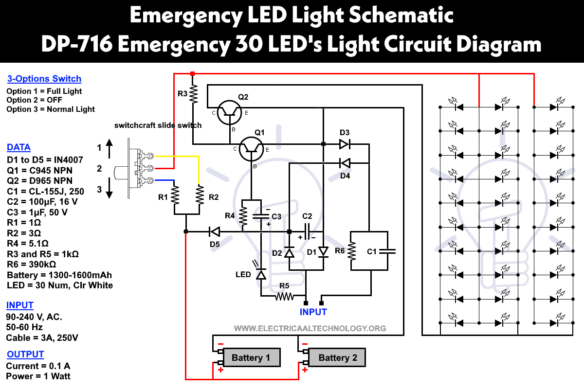 Emergency LED Light. Powerful & Cheep Circuit LED-716 Emergency Light Schematic diagram