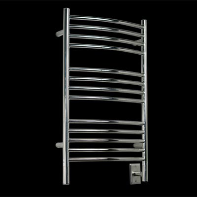 Image of Curved Towel Warmer With 13 Cross Bars Image, shown in polished stainless