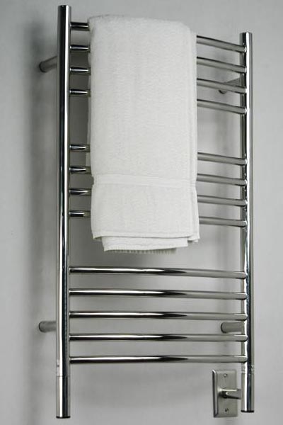 Image of Curved Towel Warmer With 13 Cross Bars, shown in polished stainless