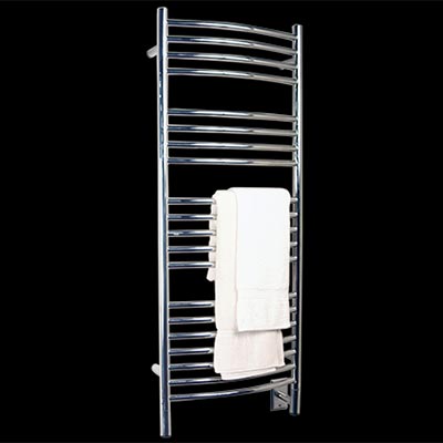 Image of Curved Towel Warmer With 20 Cross Bars, shown in polished stainless