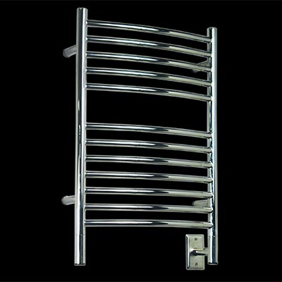 Image of 12 bar electric towel warmer, shown in polished stainless