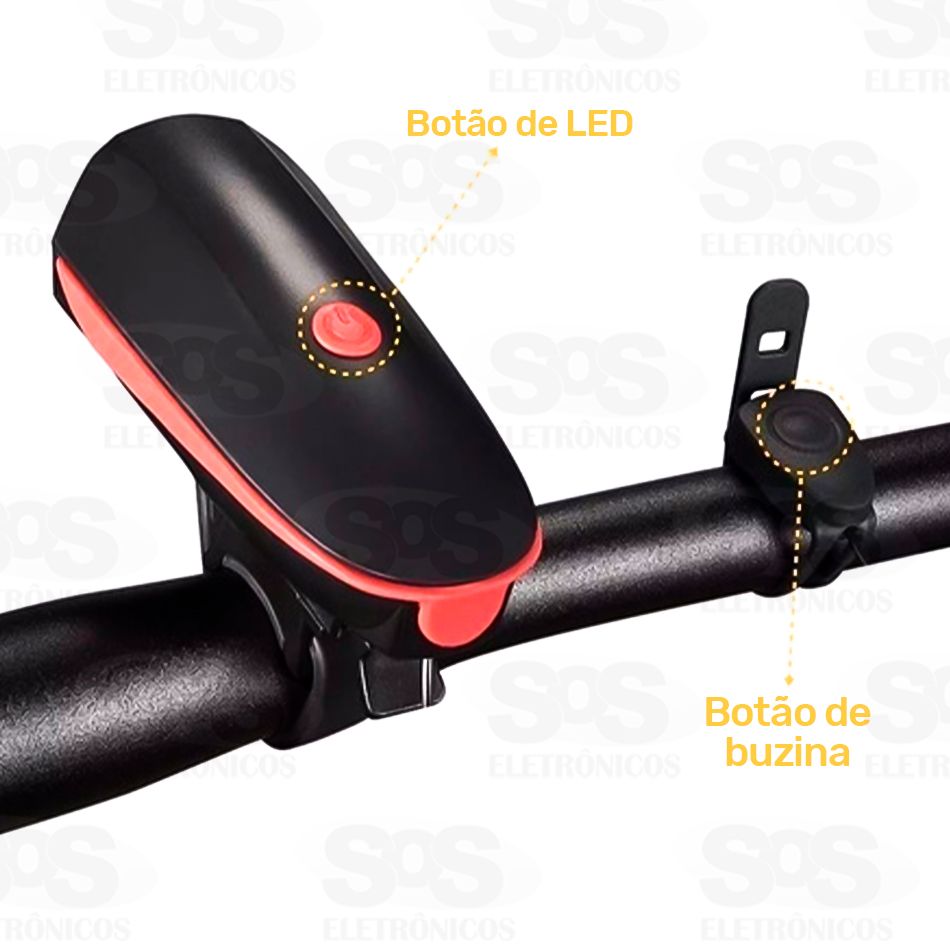 Lanterna Farol para Bicicleta com Buzinas B-max BM-8455