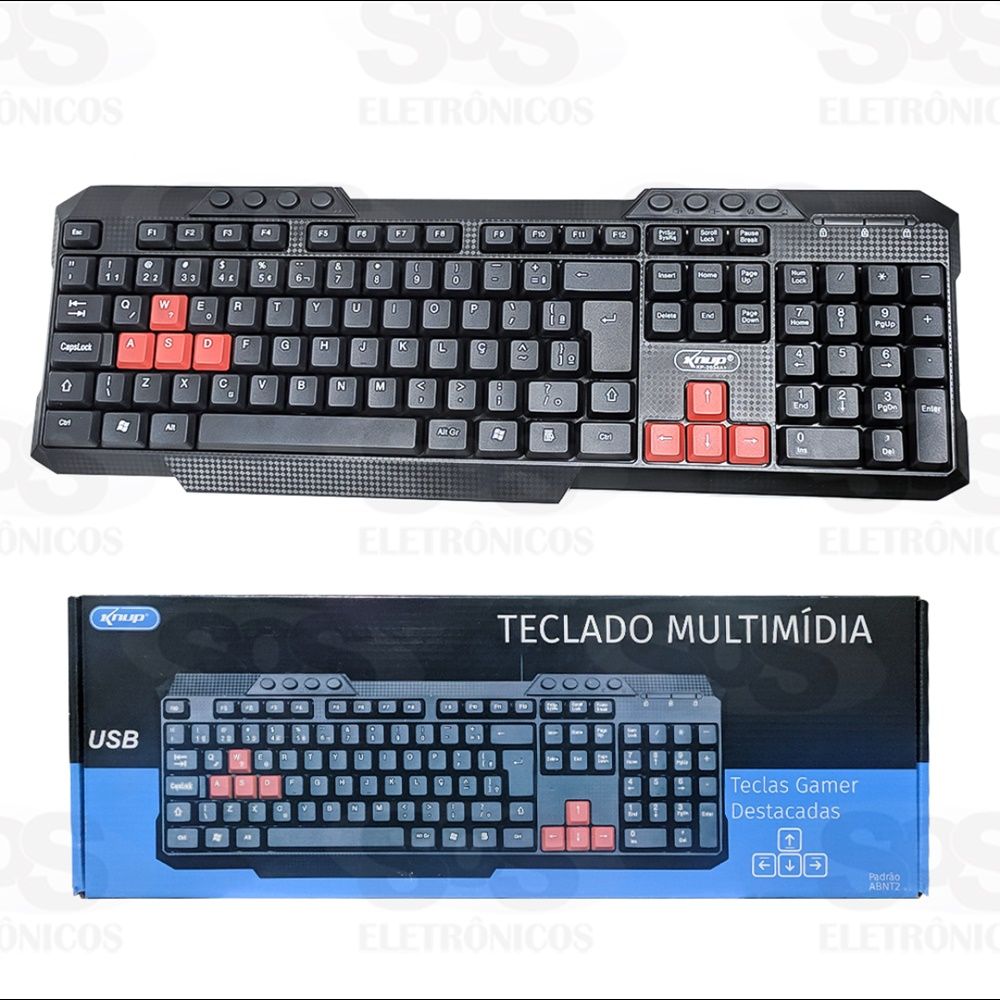 Teclado Multimdia Com Teclas Destacadas Knup KP-2034A+