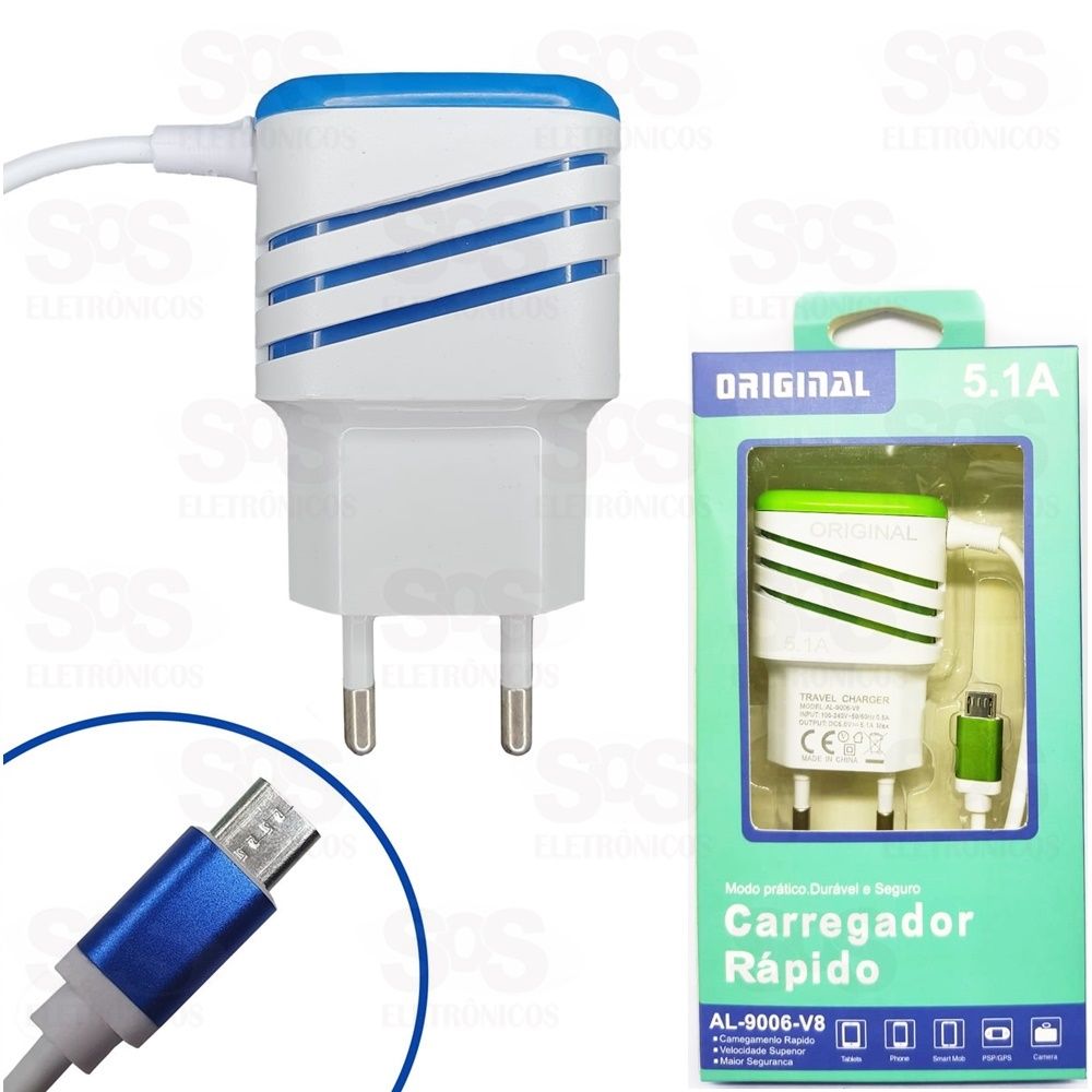 Carregador Micro USB V8 Rpido 5.1A Original