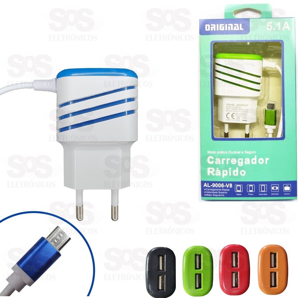 Carregador Micro USB V8 Rpido 5.1A Original