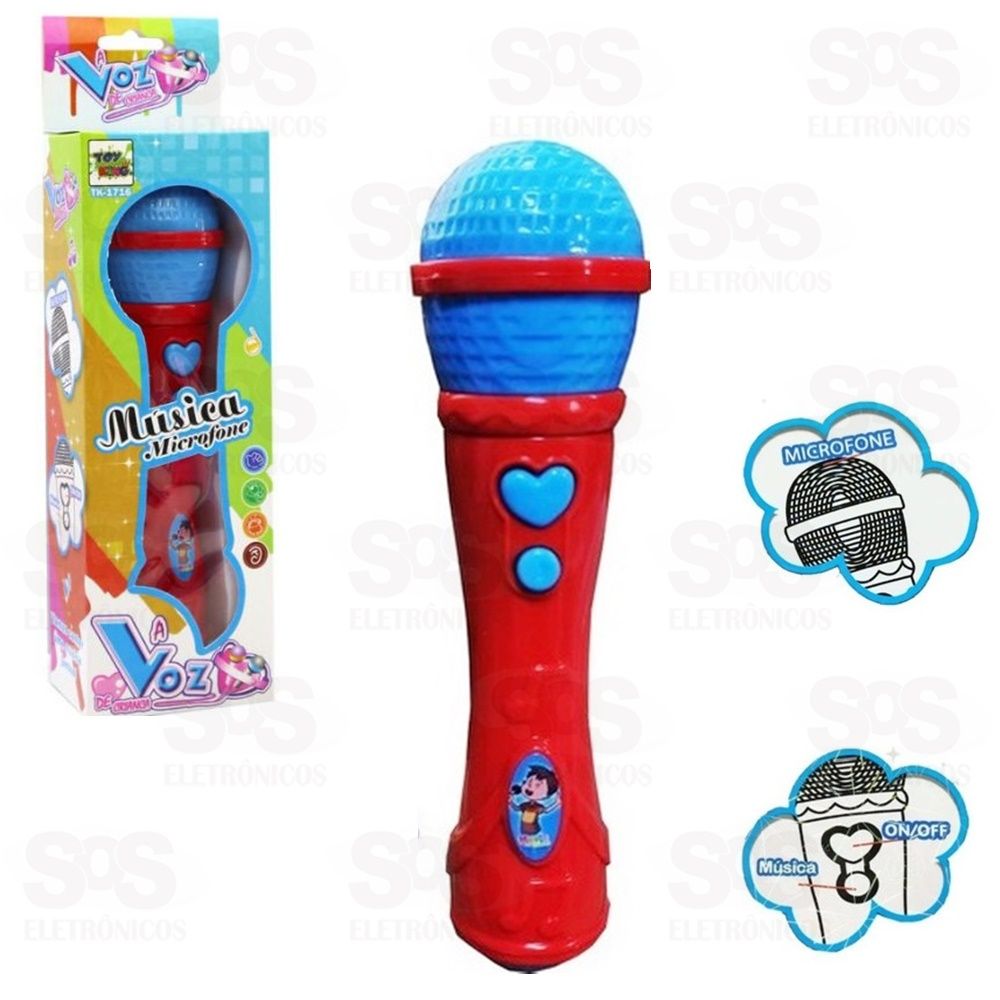 Microfone Infantil Toca Musica E Amplia A Voz Toy King TK-1716
