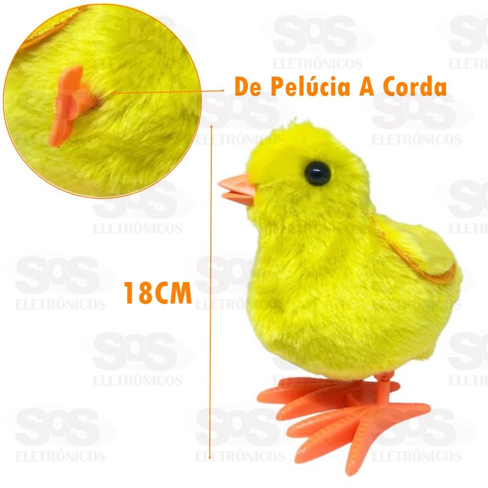 Pintinho Pula Pula De Pelcia A Corda 18 cm Toy king TK-1237