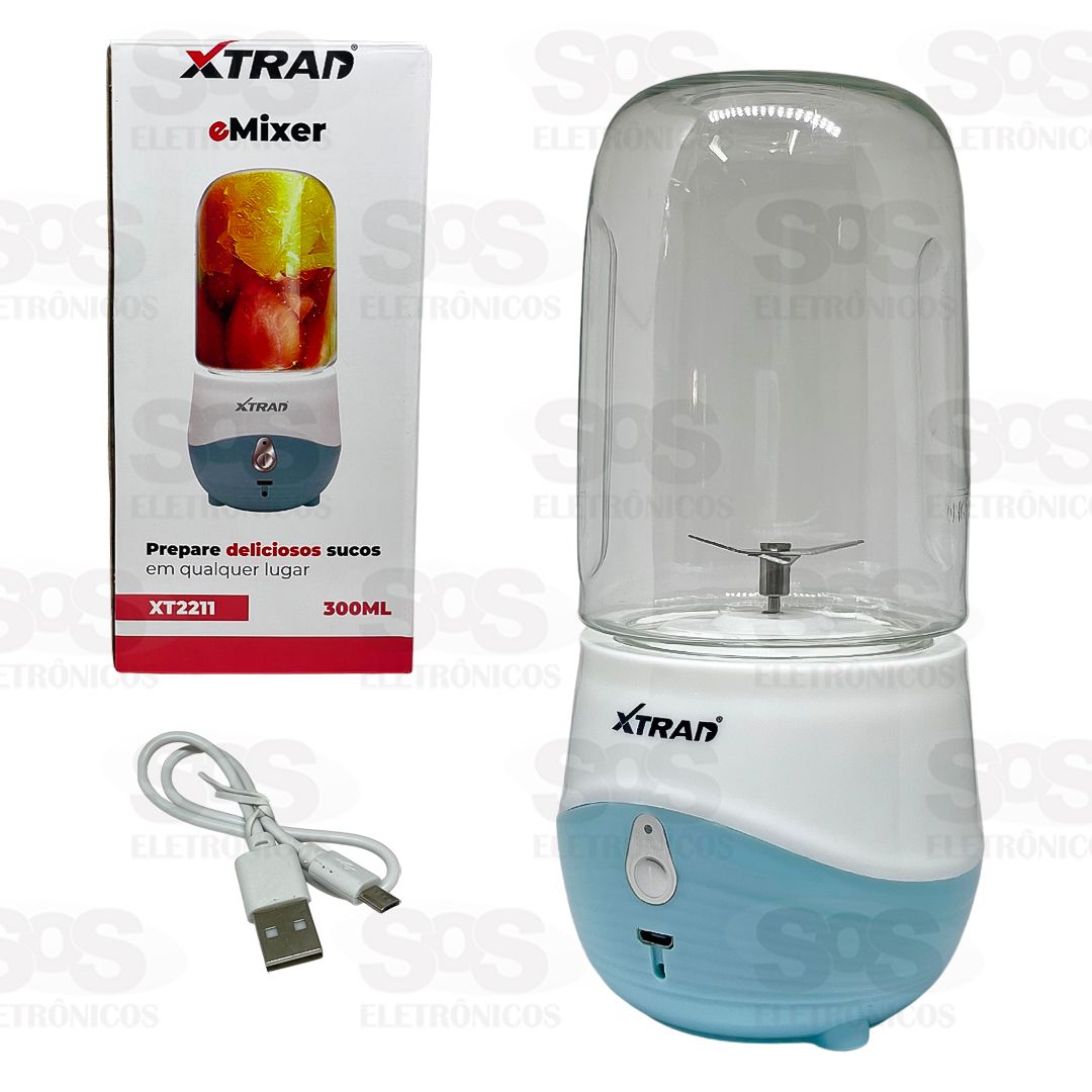 Mini Liquidificador e Mixer Recarregvel 300 ml Xtrad XT2211