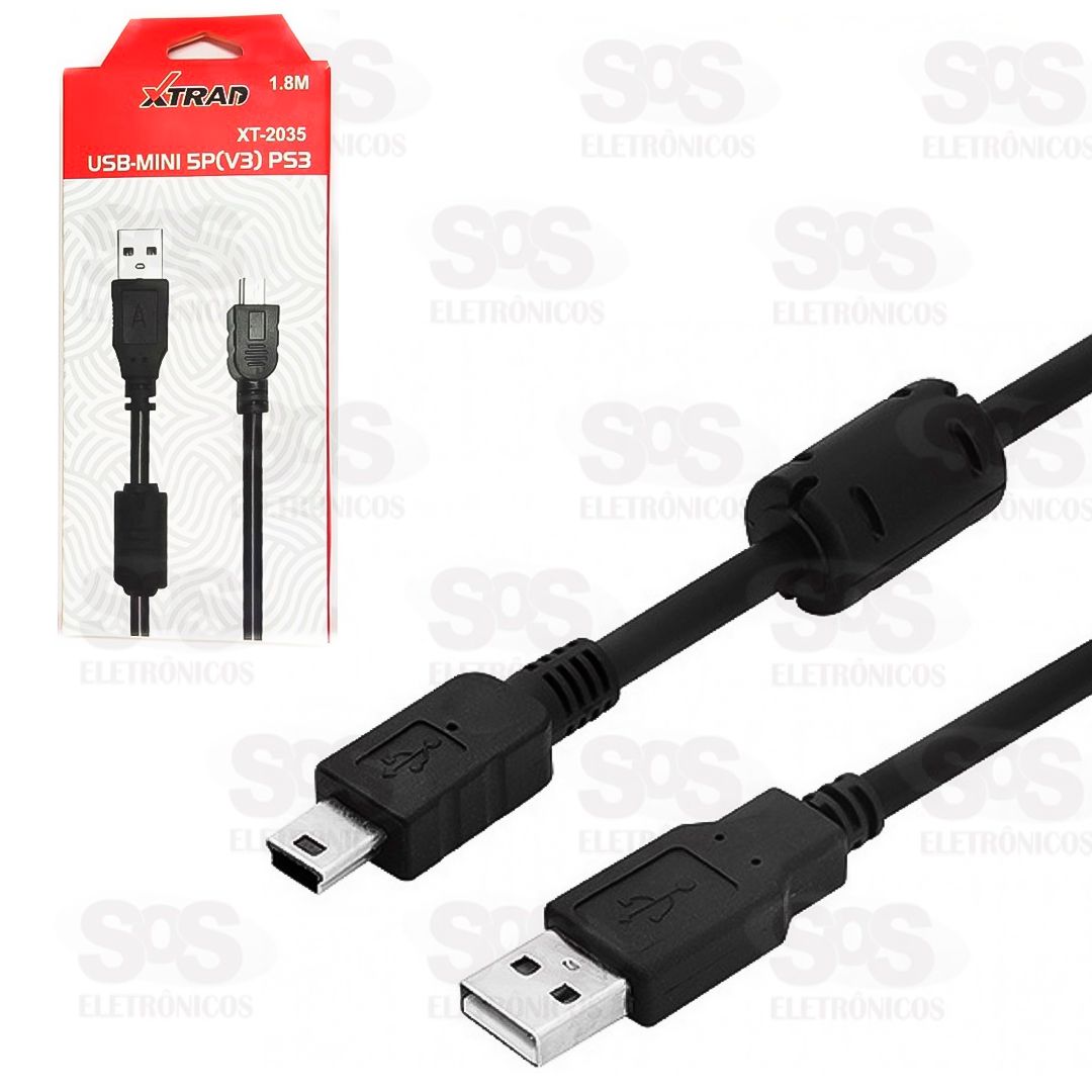 Cabo Mini USB 5P V3 Ideal Para Controle De Game 1,8 Metros Xtrad XT-2035