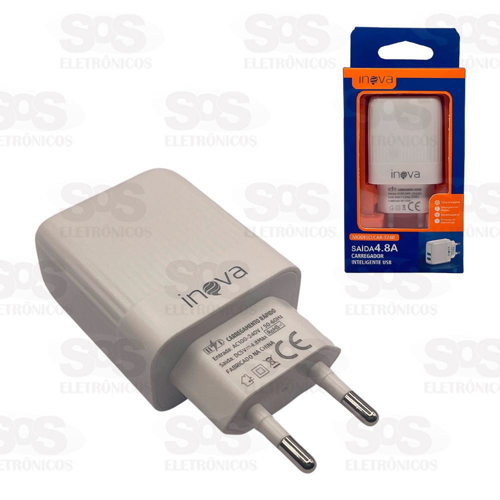 Carregador Inteligente 2 USB 4.8A Inova CAR-3240