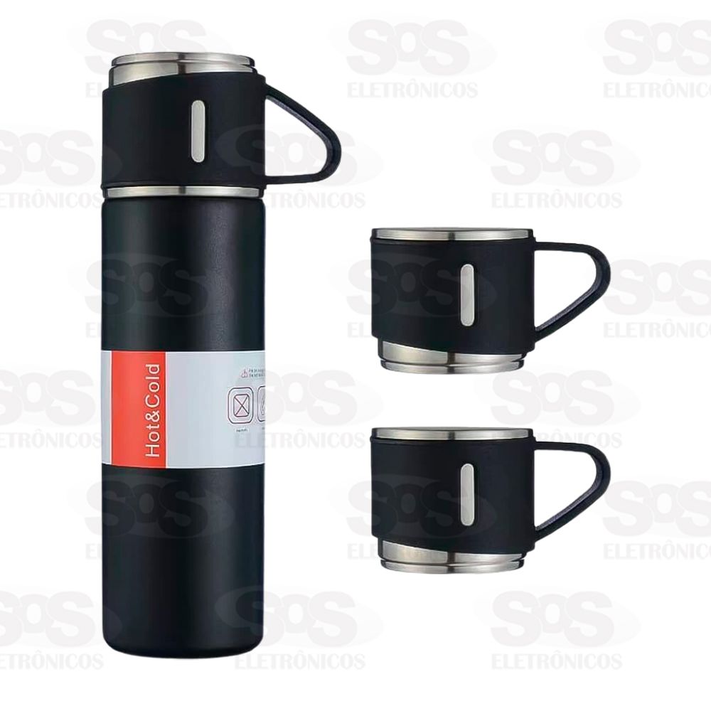 Garrafa Trmica 500ML Com 3 Xcaras Vacuum Flask Set Embalagem Premium