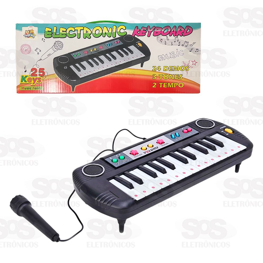 Teclado Infantil 25 Teclas Com Microfone Toy King TK-AB3299