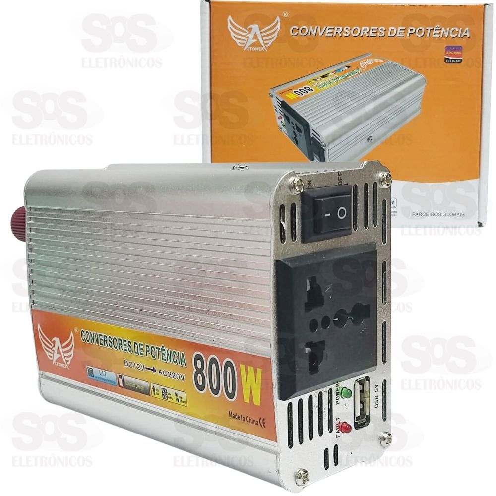 Inversor de Voltagem 800W DC 12V 220V Altomex AL-1505