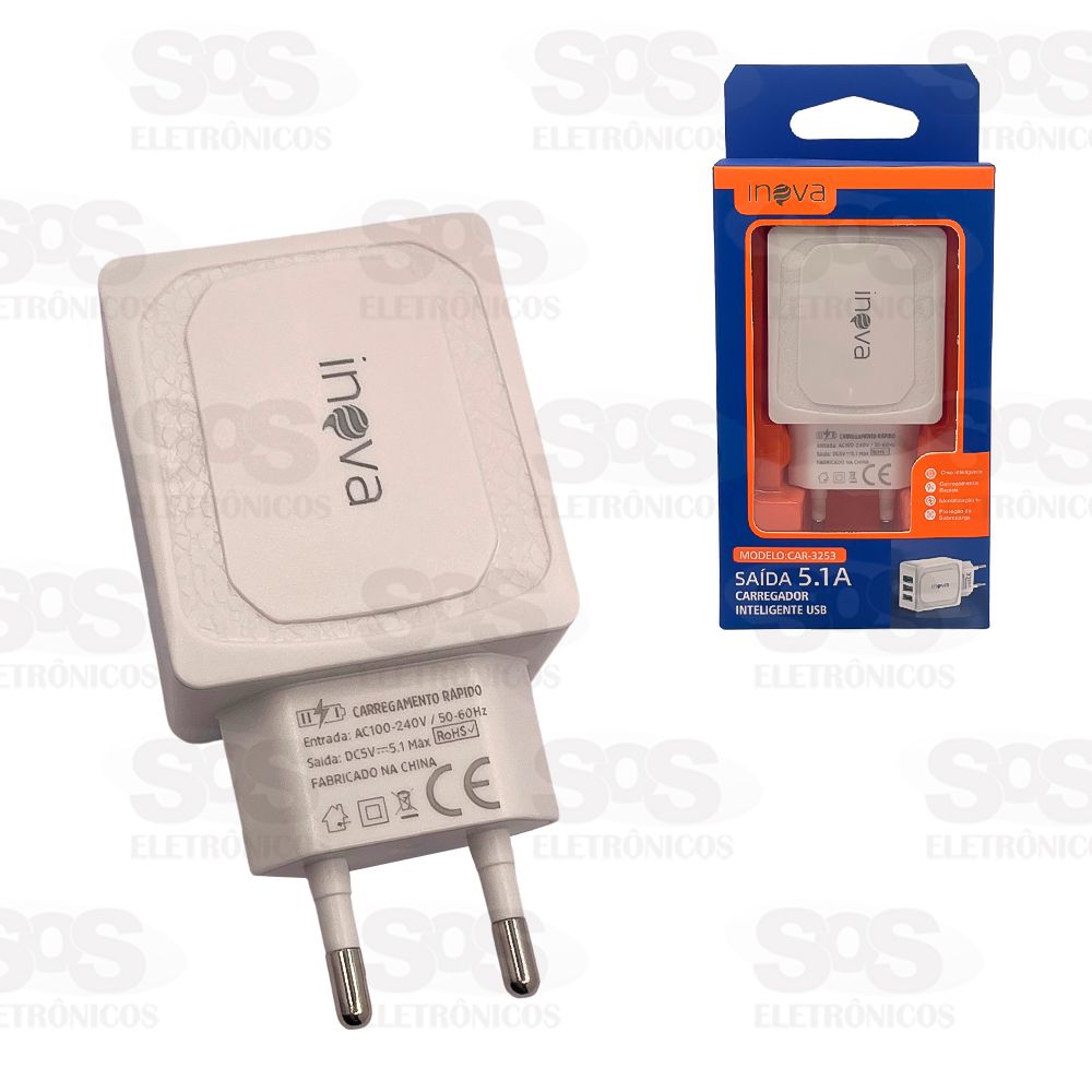 Carregador Rpido Fonte 5.1A 3 USB Inova CAR-3253