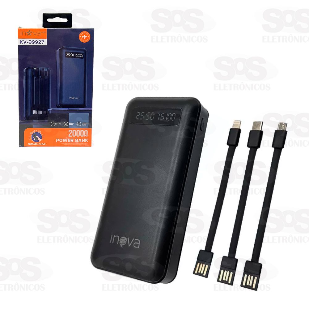 Carga Extra 20.000mAh Com Display V8/Iphone/Type C Inova KV-99927