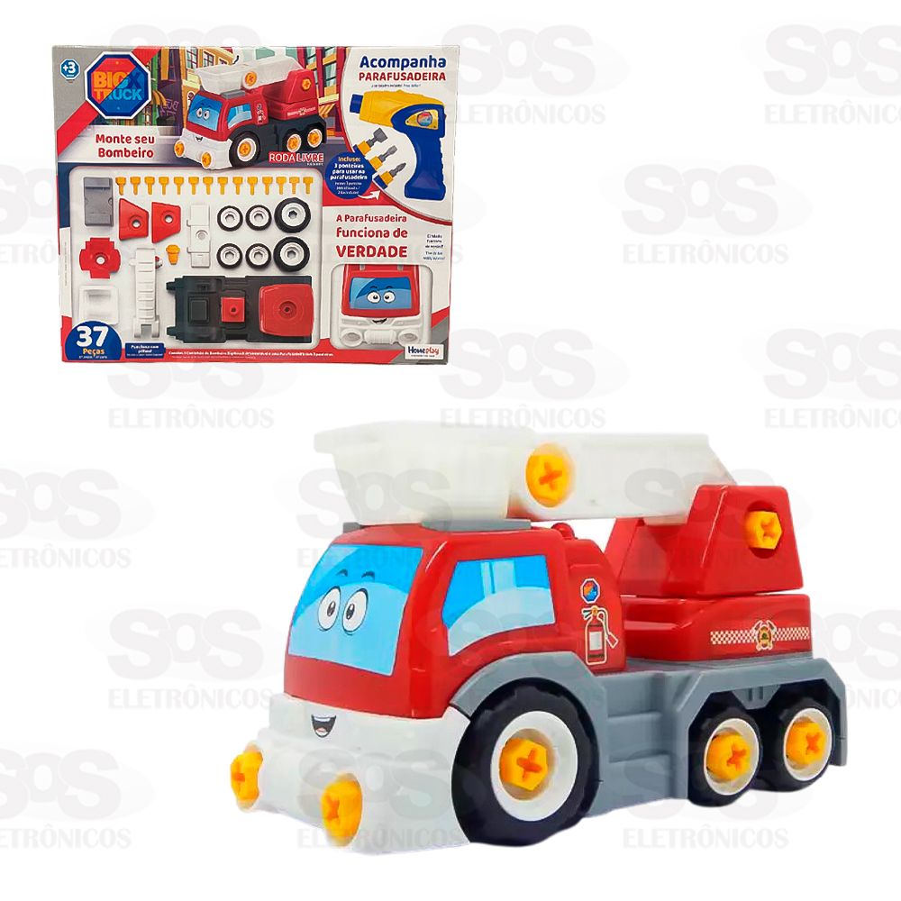 Kit Super Bombeiro Big X Truck Monta e Desmonta Homeplay 6560