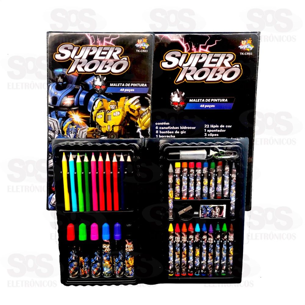 Kit Maleta De Pintura 48 Peas Super Rob Toy King TK-CR03