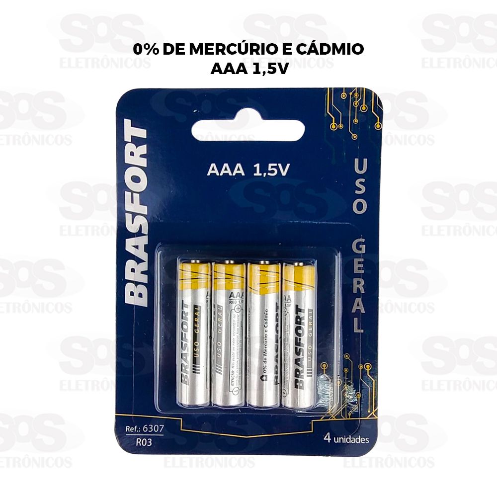 Pilha AAA R03 1,5V Para Uso Geral 4 Unidades Brasfort 6307