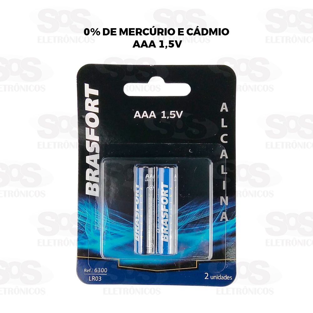 Pilha Alcalina AAA LR03 1,5V Cartela Com 2 Unidades Brasfort 6300