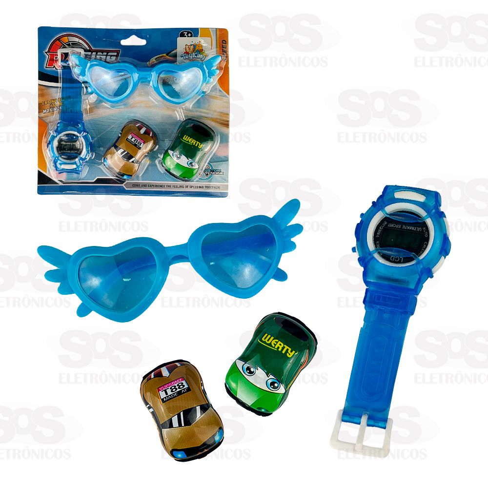 Conjunto Relgio E culos Com Carrinhos Toy King TK-AB6298