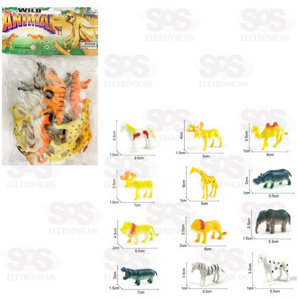 Kit Animais Com 12 Peas Sortidas Toy King TK-1501