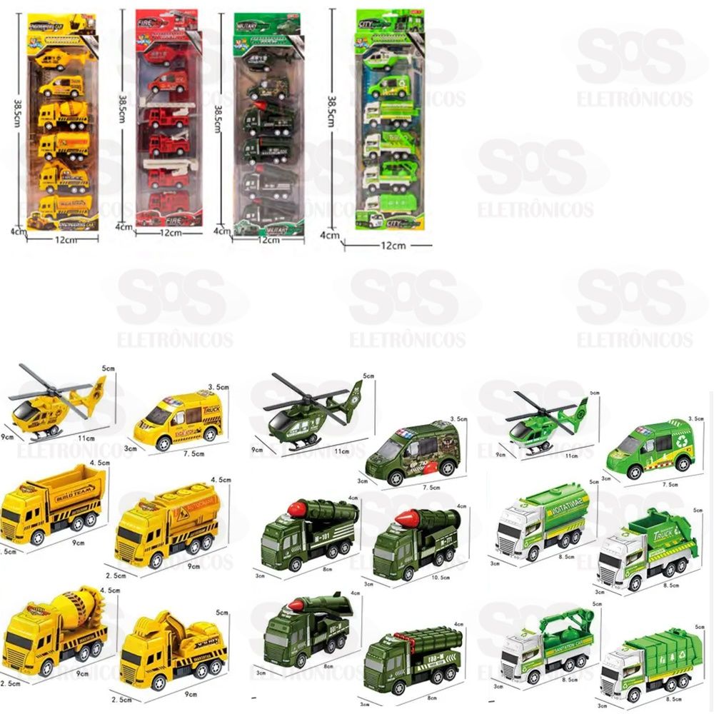 Kit 6 Caminhes Modelos Sortidos a Frico Toy King TK-AB2464