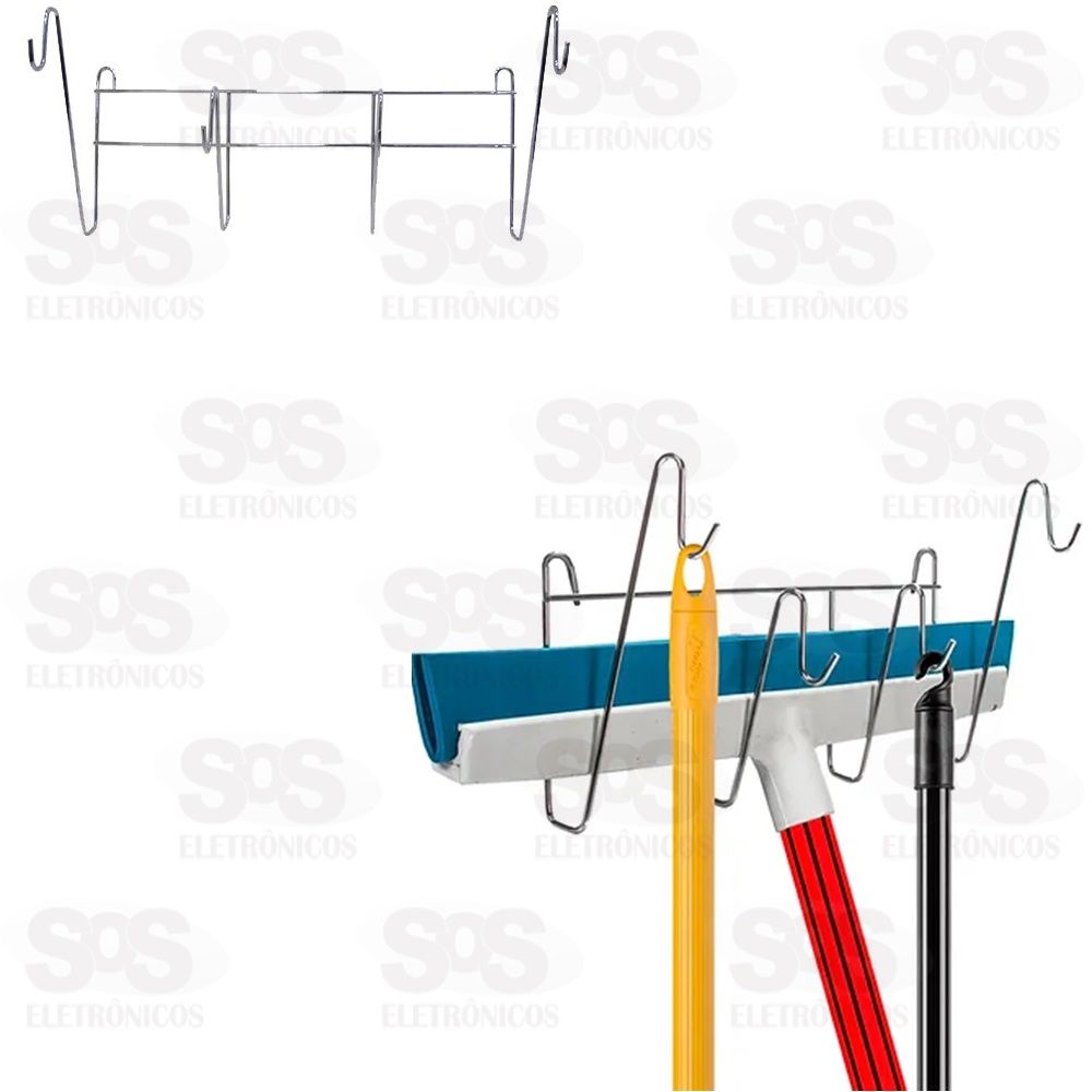 Porta Vassoura Com 4 Ganchos 1854