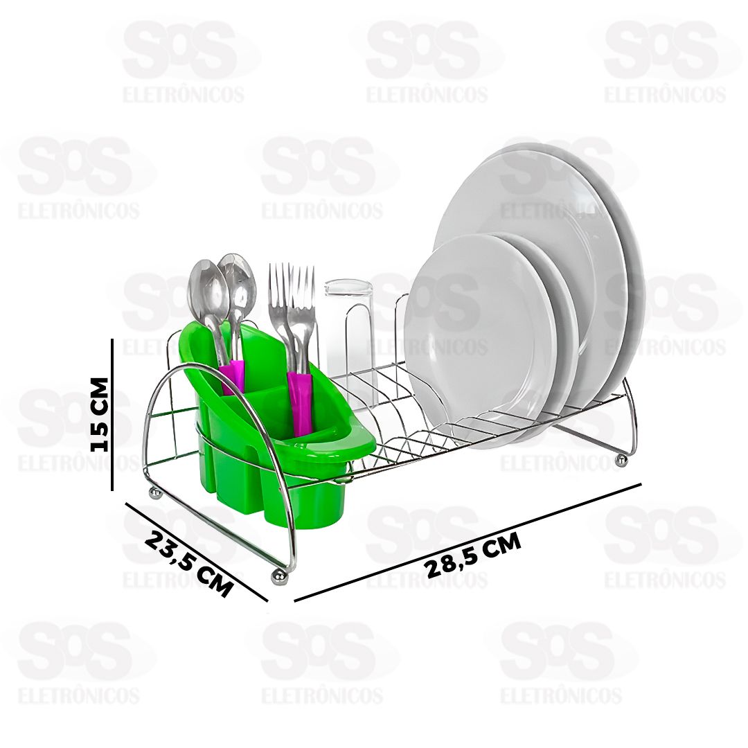 Secador de Pratos Plus Com 6 Porta Copos e Porta Talheres 1806