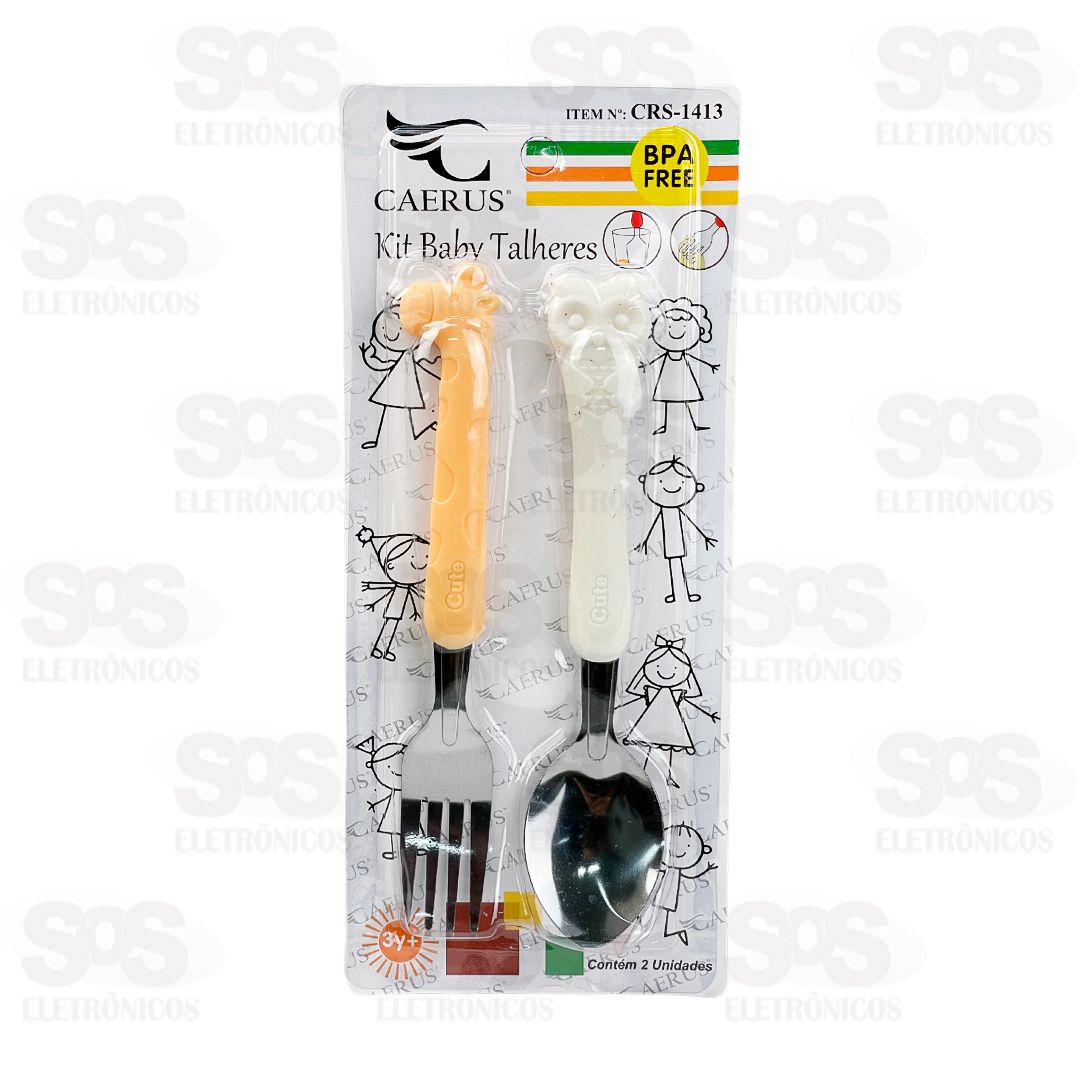 Kit Talheres Garfo e Colher Infantil Bichinhos Caerus CRS-1413