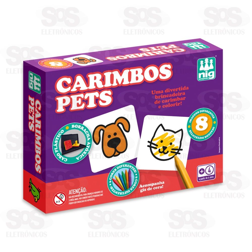 Carimbos Pets Com 6 Giz de Cera NIg 0130