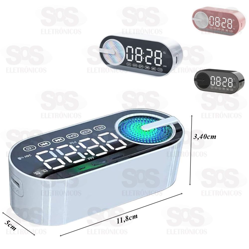 Mini Caixa de Som Bluetooth Com Relgio Despertador Altomex AD-521