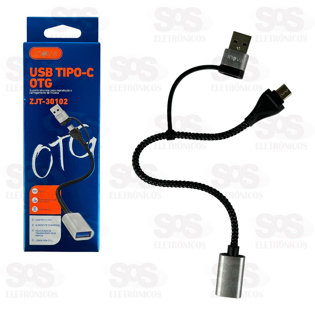 Cabo Adaptador OTG Para Type C e USB Inova ZJT-30102