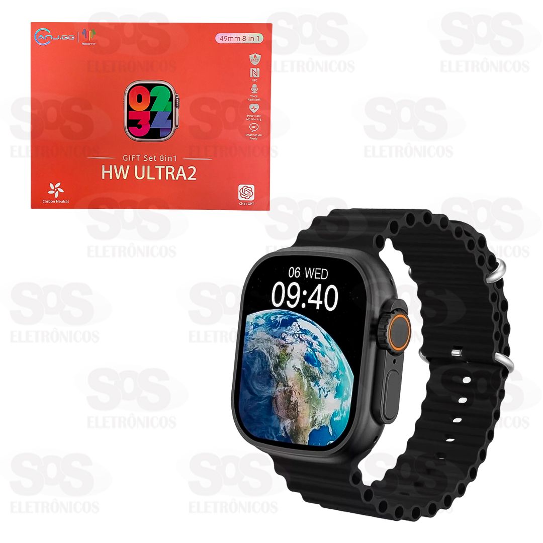 Relgio Smartwatch 44MM Com 7 Pulseiras e Capa HW Ultra 2