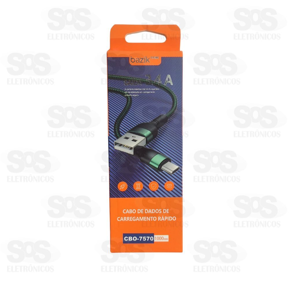 Cabo Micro USB De Dados 1Metro 3.4A Basik Prime CBO- 7570