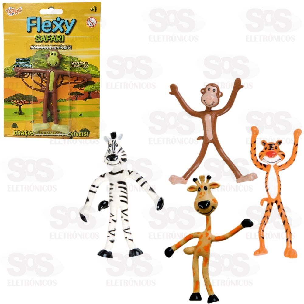 Animais da Selva Flexveis 4 Modelos Toyng 52073