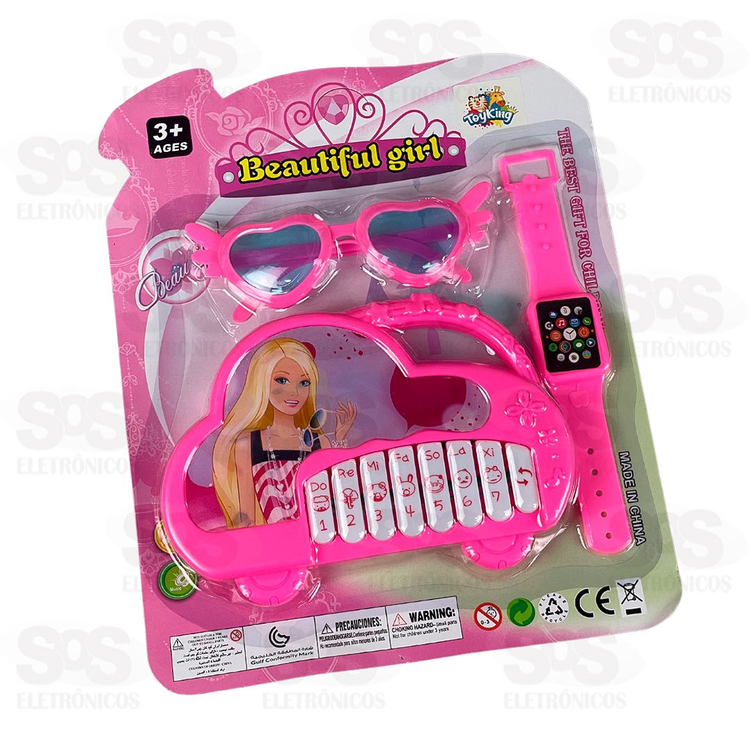 Teclado Infantil Pop Star Com Acessrios Toy King TK-AB4287