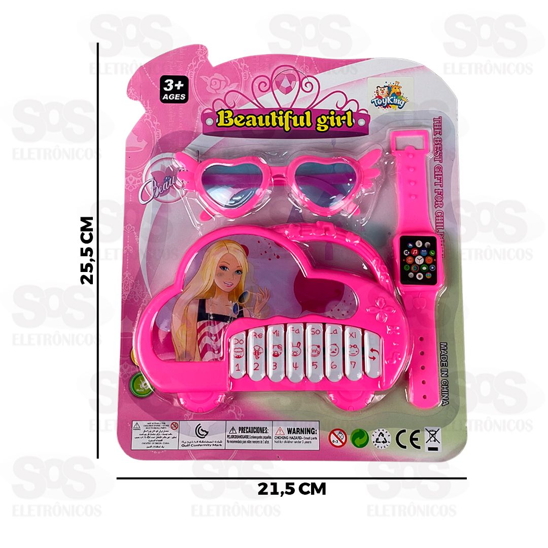 Teclado Infantil Pop Star Com Acessrios Toy King TK-AB4287