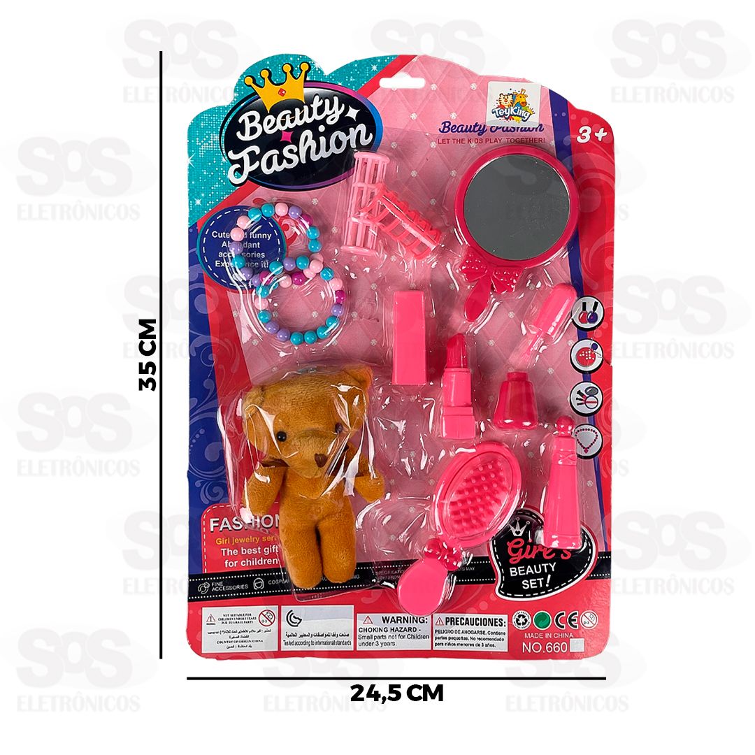 Kit De Beleza Fashion Com Ursinho de Pelcia Toy King TK-AB4337