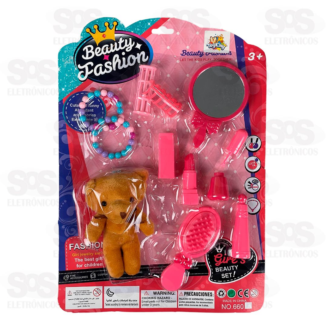 Kit De Beleza Fashion Com Ursinho de Pelcia Toy King TK-AB4337