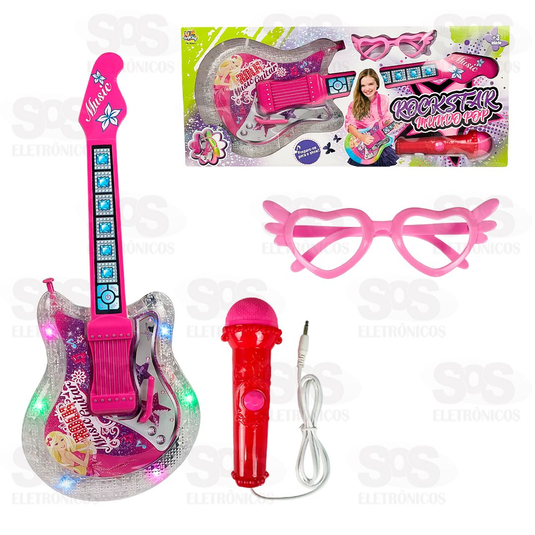 Guitarra Rockstar Mundo Pop Com Luzes Toy King TK-AB3421