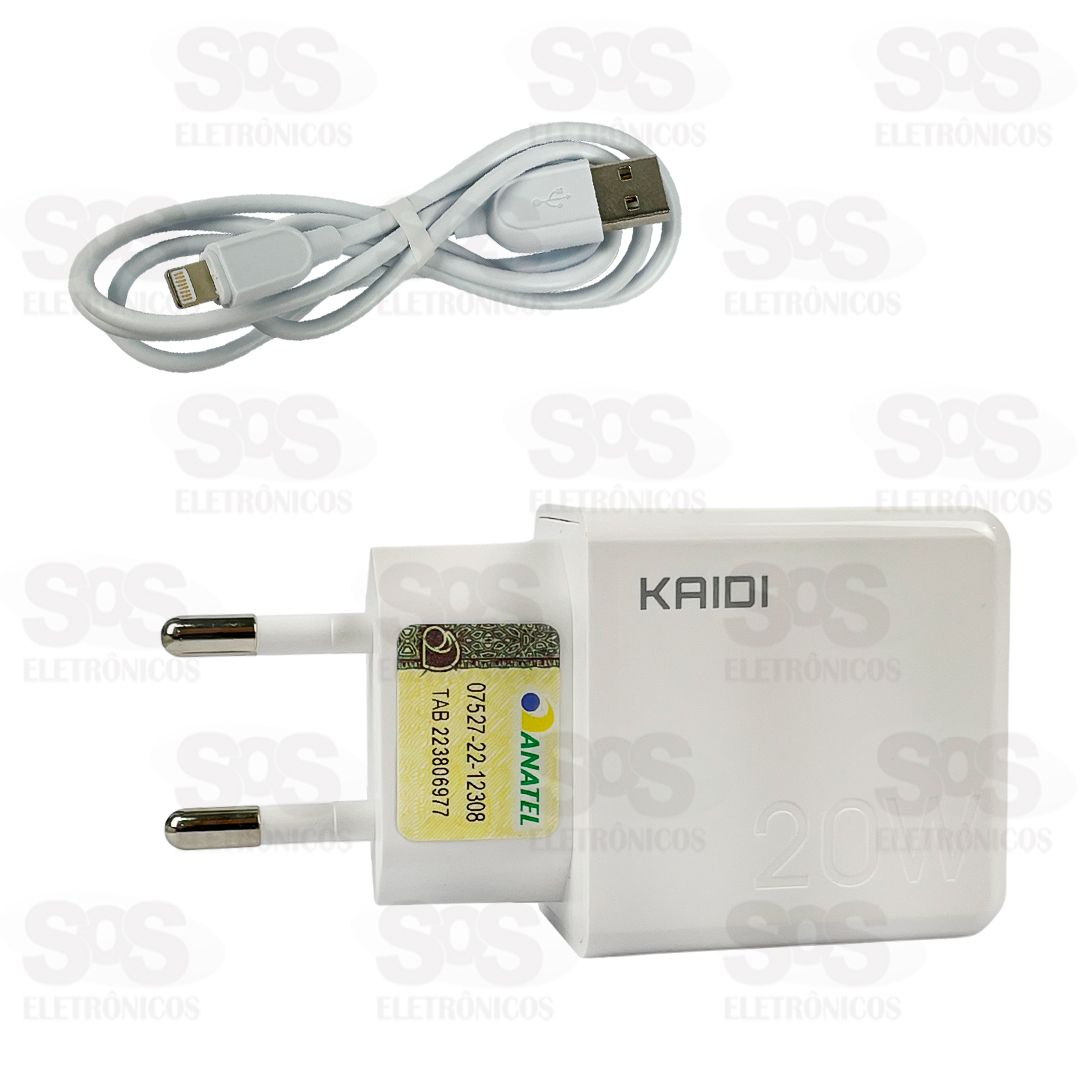 Carregador USB + PD 20W Com Cabo Lightning Kaidi KD-670A